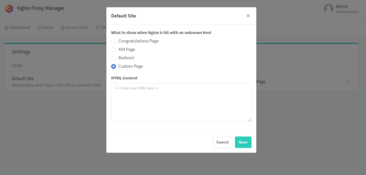 nginx proxy manager custom 404