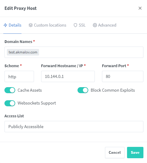 nginx proxy manager proxy host1