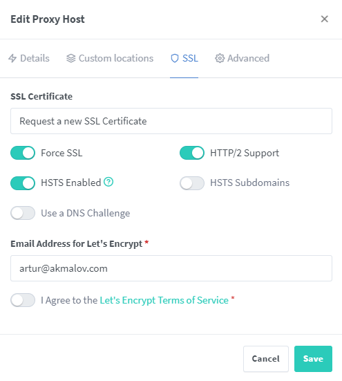 Добавление proxy host nginx proxy manager proxy host3